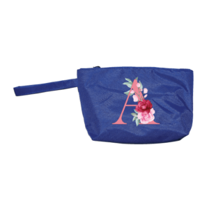 P19 Royal Blue Multipurpose Pouch with strap with Floral Alphabet Design