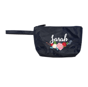 P19 Navy Blue Multipurpose Pouch with strap with Floral name design